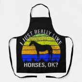 Ich mag Pferde wirklich in Blau und Gelb Schürze (Vorderseite)