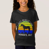 Ich mag Pferde wirklich in blauen und gelben T - S T-Shirt (Vorderseite)