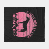 Ich mag Pferde wirklich in Rose Rosa Fleecedecke (Vorderseite (Horizontal))