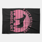Ich mag Pferde wirklich in Rose Rosa Geschirrtuch (Horizontal)