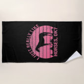 Ich mag Pferde wirklich in Rose Rosa Strandtuch (Vorderseite)