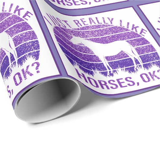 Ich mag Pferde wirklich Lila Geschenkpapier (Rolleneckpunkt)