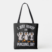 Ich mag Pinguine Kinder Mädchen Jungen Frauen P Tasche (Rückseite)