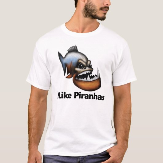 Ich mag Piranhas T-Shirt (Vorderseite)