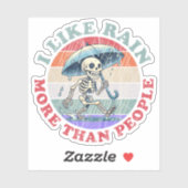 Ich mag Regen mehr als Menschen Aufkleber (Blatt)