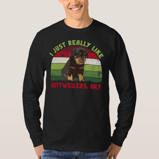 Ich mag Rottweilers einfach nur als Retro T-Shirt (Vorderseite)