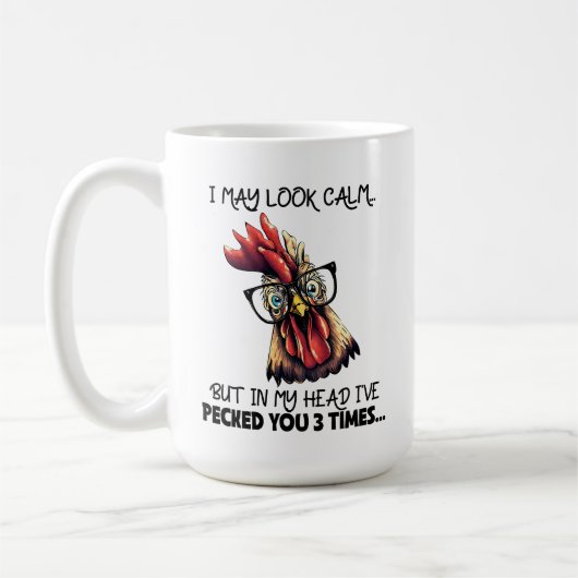 Ich mag ruhig aussehen Hühnenhennenhen Sarcasm Fun Kaffeetasse (Links)