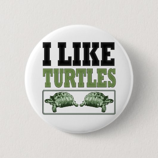 Ich mag Schildkröte-großen Text Button (Vorderseite)