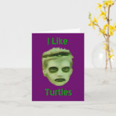 Ich mag Schildkröte-Zombie-Kinderkarte Karte (Gelbe Blume)