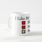 Ich mag... Schwarzer Tee mit 1 Süßstoff Kaffee Tas Kaffeetasse (Vorderseite Links)