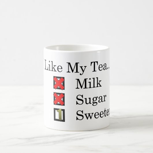 Ich mag... Schwarzer Tee mit 1 Süßstoff Kaffee Tas Kaffeetasse (Mittel)