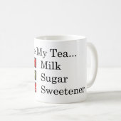 Ich mag... Schwarzer Tee mit 3 Zucker Kaffee Tasse (VorderseiteRechts)