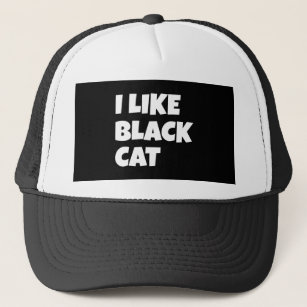 Ich mag schwarzes Katzendesign Truckerkappe