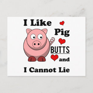 Ich mag Schweinefleisch Hintern Funny Schweineflei Einladungspostkarte