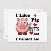 Ich mag Schweinefleisch Hintern Funny Schweineflei Postkarte (Vorne/Hinten)