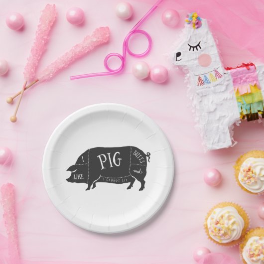 Ich mag Schweinefleisch-Hintern und ich kann nicht Pappteller (Party)