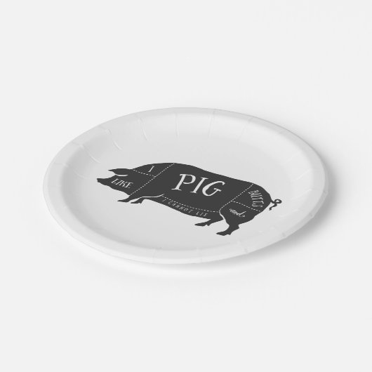 Ich mag Schweinefleisch-Hintern und ich kann nicht Pappteller (Schrägansicht)