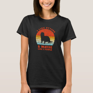 Ich mag Sea Otters Vintagen Niedlichen Sonnenunter T-Shirt