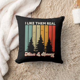 Ich mag sie echt dick und Sprucey Retro Tree Xmas Kissen
