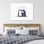 Ich mag Sie eine kleine Pinguine - überzogene Lein Leinwanddruck (Insitu (Schlafzimmer))