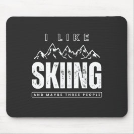 Ich mag Ski und drei Personen Mousepad