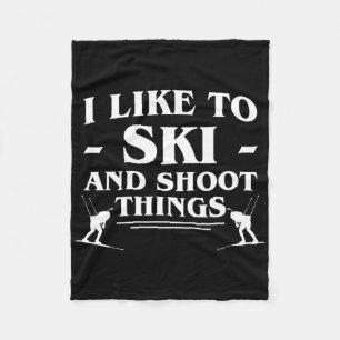Ich mag Ski und Shoot Dinge Biathlon Biathlete Fleecedecke