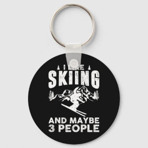 Ich mag Skifahren und kann 3 Personen sein Winters Schlüsselanhänger