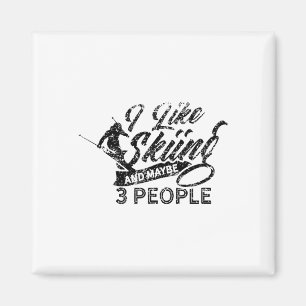 Ich mag Skifahren und vielleicht fahren 3 Leute Sk Magnet