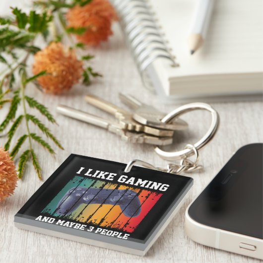 ICH MAG SPIELEN UND VIELLEICHT 3 PERSONEN SCHLÜSSELANHÄNGER (Vorderseite rechts)