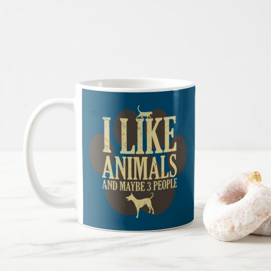 Ich mag Tiere und vielleicht drei Leute stellen Zi Kaffeetasse (Mit Donut)