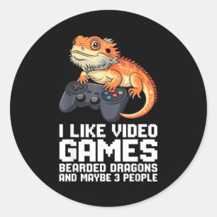 Ich mag Videospiele Bartagame Gamer Introvertiert Runder Aufkleber