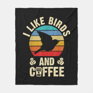 Ich mag Vögel & Kaffee Funny Vintag Birds Thema än Fleecedecke