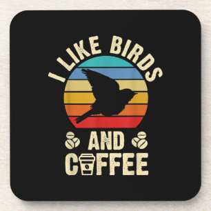 Ich mag Vögel & Kaffee Funny Vintag Birds Thema än Getränkeuntersetzer