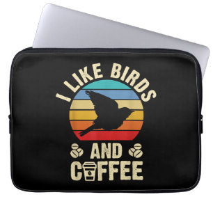 Ich mag Vögel & Kaffee Funny Vintag Birds Thema än Laptopschutzhülle