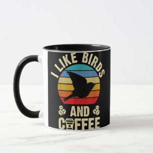 Ich mag Vögel & Kaffee Funny Vintag Birds Thema än Tasse