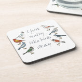 Ich mag Vögel, OK T - Shirt Birdwatcher Getränkeuntersetzer (Linke Seite)