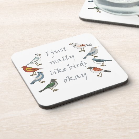 Ich mag Vögel, OK T - Shirt Birdwatcher Getränkeuntersetzer (Linke Seite)
