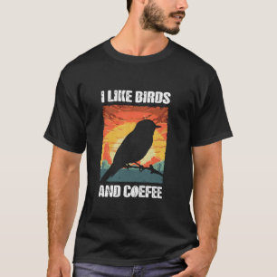 Ich mag Vögel und Kaffee lustig Vintag ich Herz Bi T-Shirt