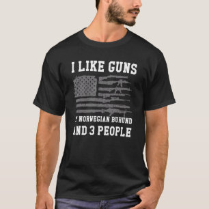 Ich mag Waffen mein norwegisches Buhund und 3 Leut T-Shirt