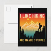 Ich mag Wandern und vielleicht 3 Leute Postkarte (Vorne/Hinten)