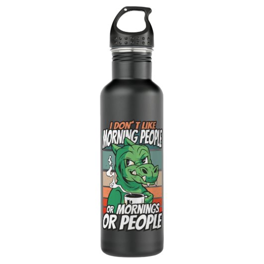 Ich mag weder Morgenmenschen noch Morgenmensch ode Edelstahlflasche (Vorderseite)