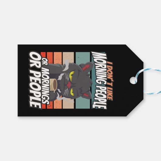 Ich mag weder Morgenmenschen noch Morgenmensch ode Geschenkanhänger (Vorderseite (Horizontal))