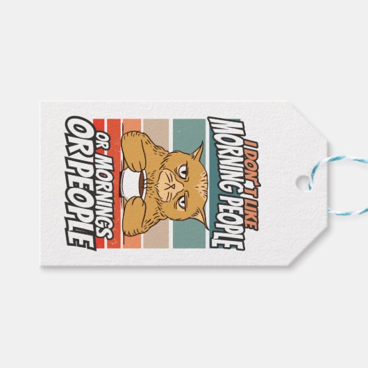 Ich mag weder Morgenmenschen noch Morgenmensch ode Geschenkanhänger (Vorderseite (Horizontal))