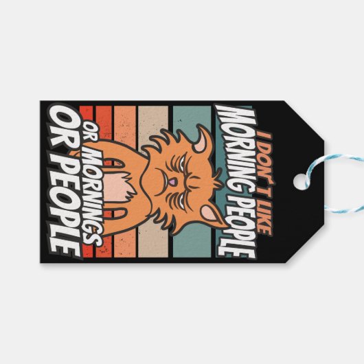 Ich mag weder Morgenmenschen noch Morgenmensch ode Geschenkanhänger (Vorderseite (Horizontal))