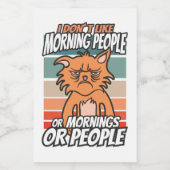 Ich mag weder Morgenmenschen noch Morgenmensch ode Lebensmitteletikett (Einzelnes Label)