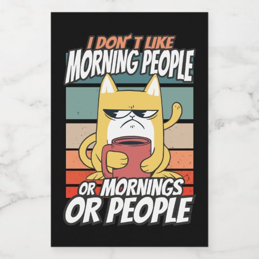 Ich mag weder Morgenmenschen noch Morgenmensch ode Lebensmitteletikett (Einzelnes Label)