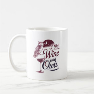 "Ich mag Wein und Eulen" Vintage-Design" Kaffeetasse
