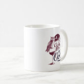 "Ich mag Wein und Eulen" Vintages Design Kaffeetasse (VorderseiteRechts)