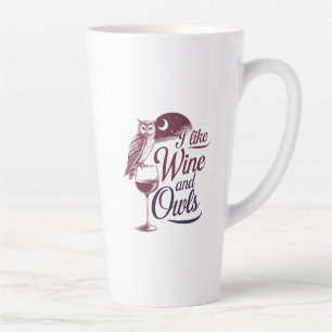 "Ich mag Wein und Eulen" Vintages Design Milchtasse