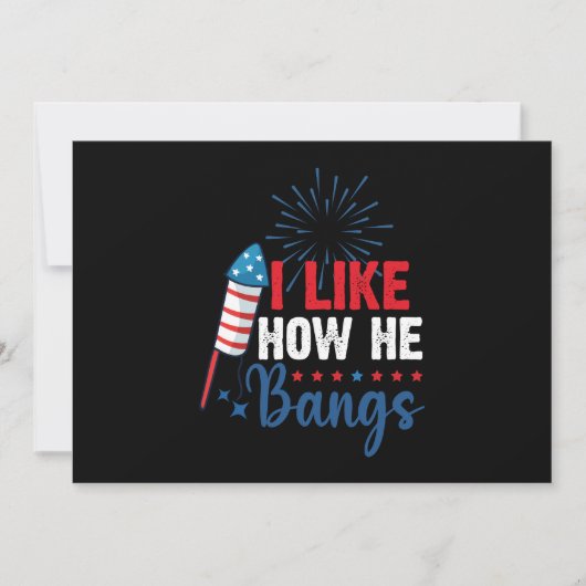 Ich mag, wie er Bangs Patriotic 4. Juli Paar Einladung (Vorderseite)